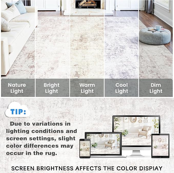 Area Rugs 6x9 Living Room: Large Soft Washable Rug Modern Abstract Anti-Skid - Image 9