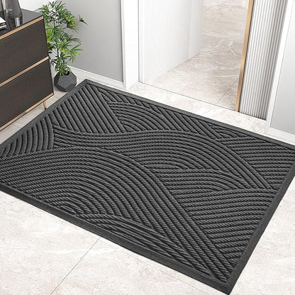 HIYARD Sturdy Front Door Mat, Absorbent Muddy Dirt Resist Welcome Door Mats by HIYARD