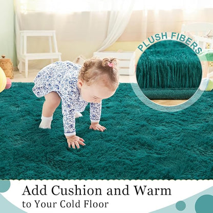 BENRON Fluffy Rugs for Living Room 5x8 Teal Green, Washable Large Area Rugs for - Image 4