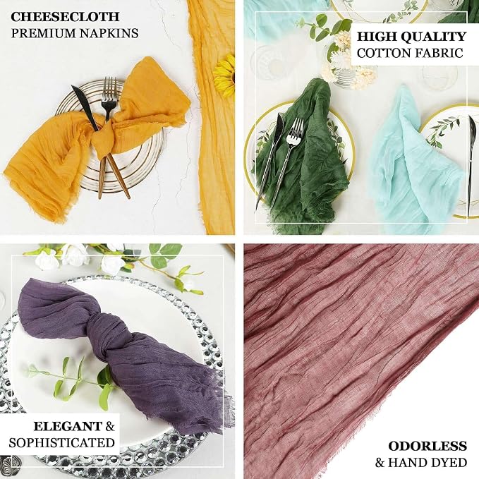 Efavormart 5 Pack 24"x19" Violet Amethyst Matte Gauze Cheesecloth Napkins - Image 3