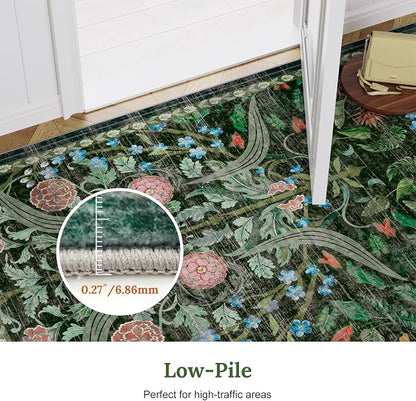 AMTOVO 9x12 Washable Area Rugs for Living Room, Non-Slip&Non-Shedding Floral - Image 8