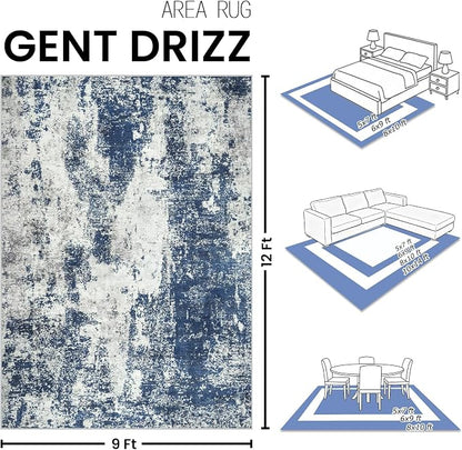 Area Rugs 9x12 Living Room: Large Soft Washable Rug Modern Abstract Anti-Skid - Image 2