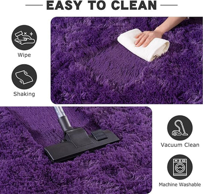 5x7 Purple Rug for Living Room, Soft Fluffy Shaggy Rugs for Bedroom, Modern - Image 7