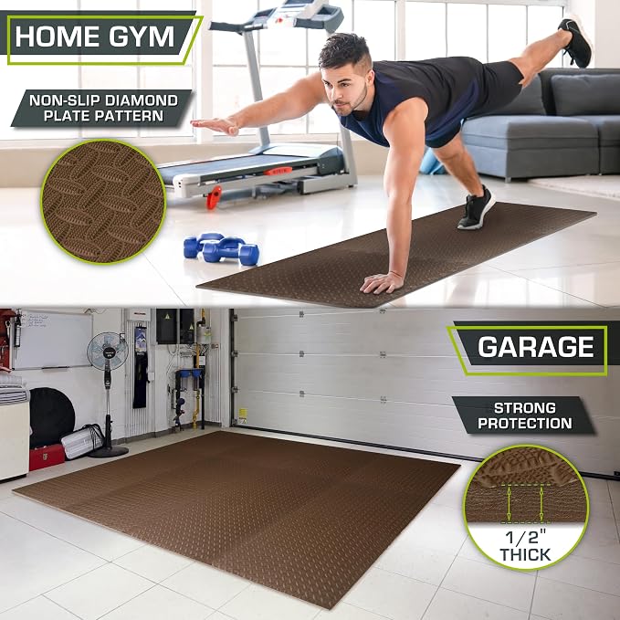 ProsourceFit Exercise Puzzle Mat 1/2-inch, EVA Interlocking Foam Floor Tiles - Image 3