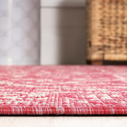 JONATHAN Y Boho Medallion Indoor Outdoor Square Area Rug 5X5 Fuchsia/Light Gray - Image 4