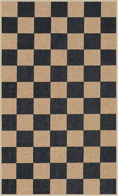 Lahome Colette Checkered Easy Jute Carpet, 3x5 Outdoor Patio Rug Washable Rugs - Image 8