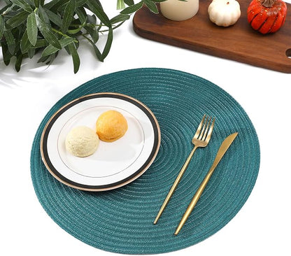 SHACOS Round Placemats Set of 4 Woven Braided Table Placemats 15 inch Circle - Image 7