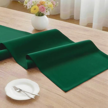 MEANMOY Green Table Runner 90 Inches Long Waterproof Washable Table Runners | - Image 3