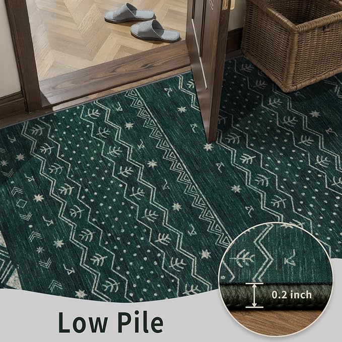 SERISSA 2x3 Rugs for Entryway, Washable Non-Slip Dark Green Small Area Rug - Image 7
