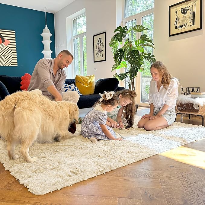OLANLY 3x5 Machine Washable Small Bedside Rug, Soft Fluffy Shaggy Rugs - Image 7