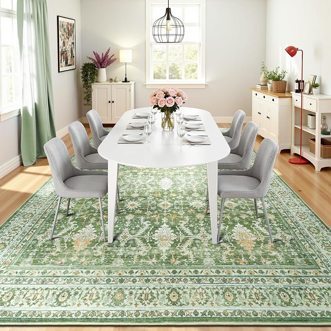 Lofus 9x12 Area Rug for Living Room, Light Green Washable Area Rugs - Image 6