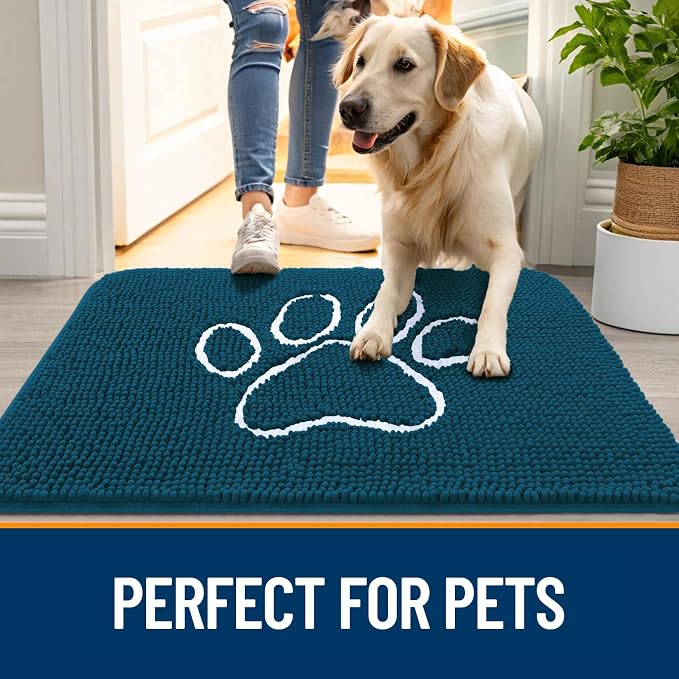 OLANLY Dog Door Mat for Muddy Paws 54x24, Paw Print Design, Absorbs Moisture - Image 6