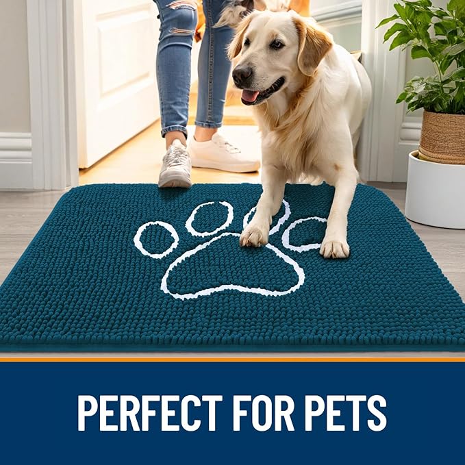 OLANLY Dog Door Mat for Muddy Paws 59x35, Paw Print Design, Absorbs Moisture - Image 6