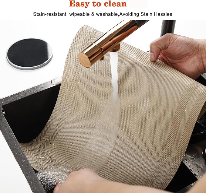 Placemats Set of 4, Vinyl PVC Heat Resistant Washable Placemats Set, Non Slip - Image 5