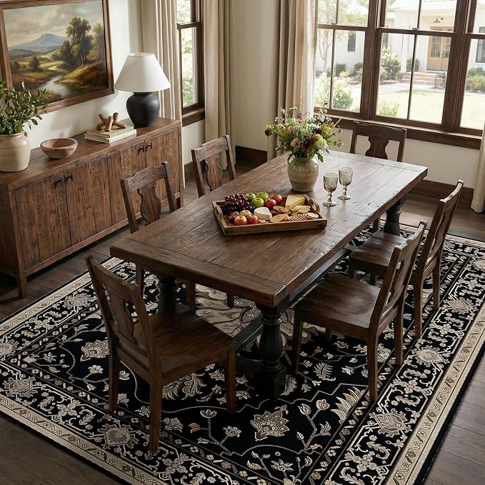 RELEANY Area Rugs Large 10'x12' Washable Non-Slip, Floral Vintage Distress - Image 3