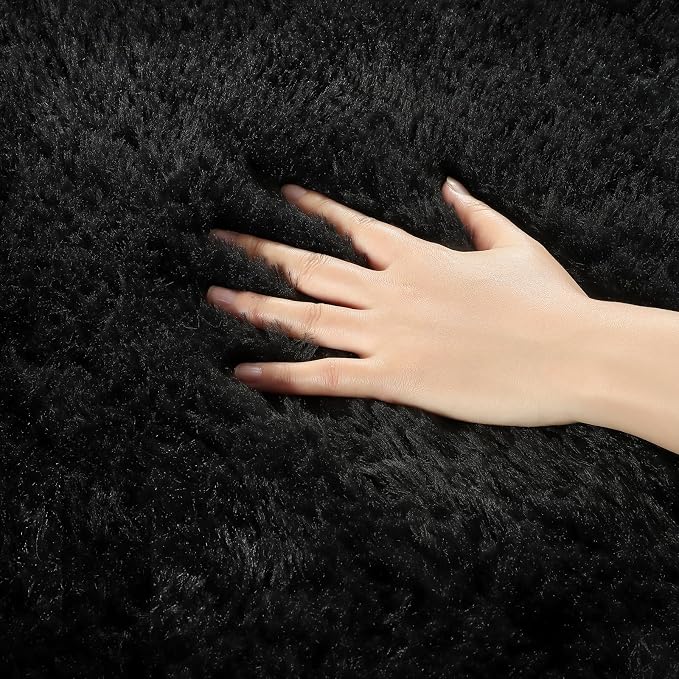 BENRON Fluffy Rugs for Living Room 6x9 Black, Washable Large Area Rugs for - Image 5