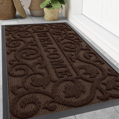Smiry Welcome Door Mat Outside Entrance, Heavy Duty Trap Dirt and Moisture Easy by Smiry