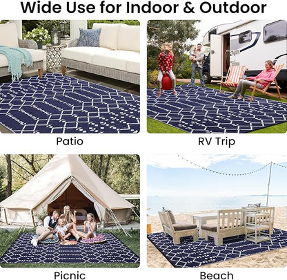 Smiry Outdoor Rug 6x9 ft, Waterproof Reversible Plastic Straw Rugs, Boho - Image 8