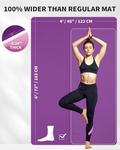 CAMBIVO Yoga Mat 72" x 48" Large Workout Mat - Image 2