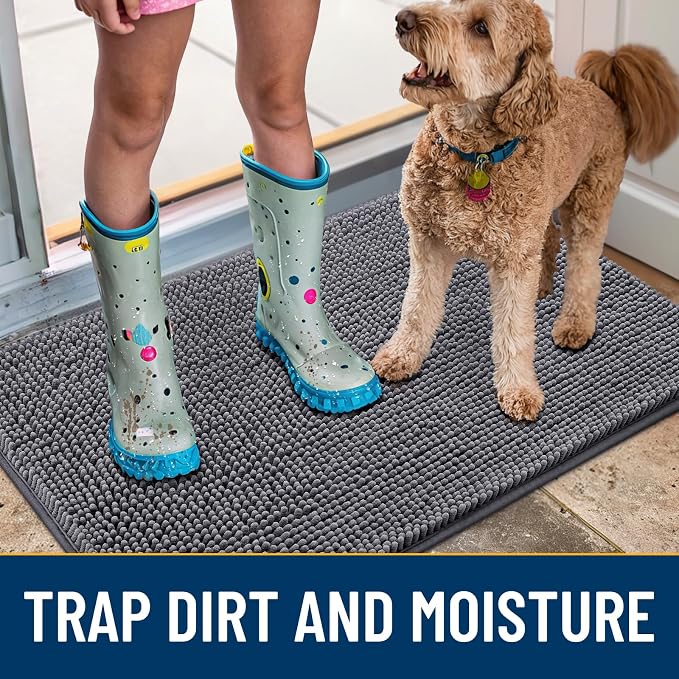 Smiry Dog Door Mat for Muddy Paws 47x17, Absorbent Dirt Trapper, Non-Slip - Image 3