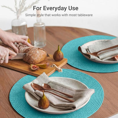 FunWheat Round Braided Placemats Set of 6 Table Mats - Image 5