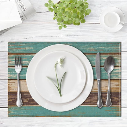 Emvency Farmhouse Placemats Set of 4, 12x18 Inch, Vintage Art | Green Art - Image 4