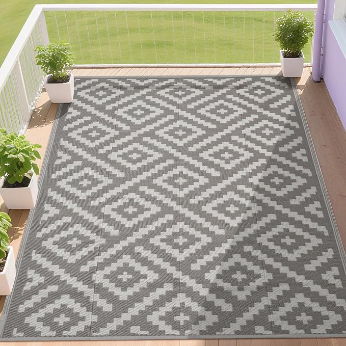 RURALITY Outdoor Rugs 5x8 Feet for Patios Clearance, Plastic Straw Waterproof by RURALITY