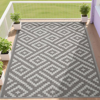 RURALITY Outdoor Rugs 5x8 Feet for Patios Clearance, Plastic Straw Waterproof by RURALITY