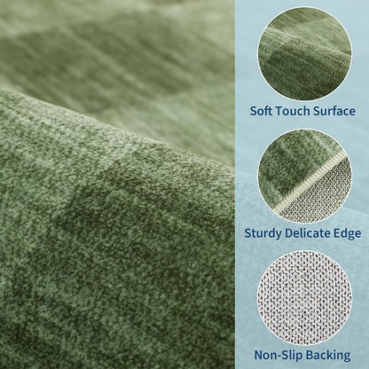 GarveeHome Moss Green Checkered Rug 5×7 Area Rugs - Image 6