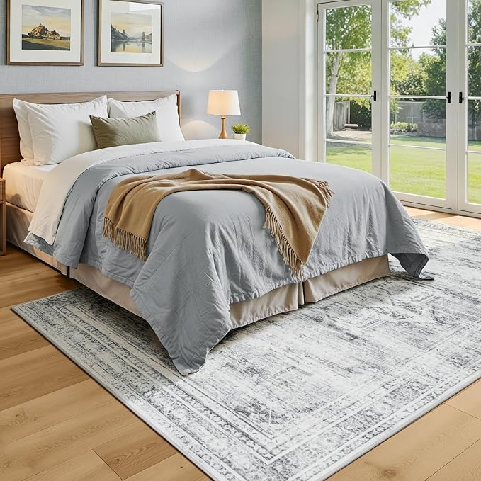 5x7 Washable Area Rugs for Living Room, Soft Faux Wool Carpets for Bedroom - Image 7