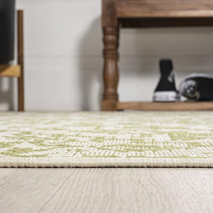 JONATHAN Y Boho Medallion Indoor Outdoor Area Rug 4X6 Cream/Green, Estrella - Image 7