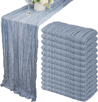12 Pack 10Ft Cheesecloth Table Runner 35x120 Inch Boho Gauze Table Runner by Fivenl