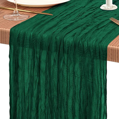 18 Pack Cheesecloth Table Runner 10FT Emerald Green Table Runner Boho Gauze - Image 9