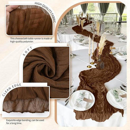 4 Pack Cheesecloth Table Runner 10FT Brown Table Runner Boho Gauze Cheese Cloth - Image 3