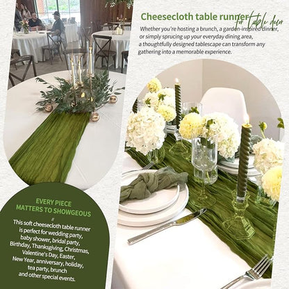 30 Pack Cheesecloth Table Runner 10FT Olive Green Table Runner Boho Gauze - Image 8