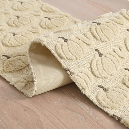 Artoid Mode Beige Soft Faux Fur Fall Table Runner 13x72 Inch | Seasonal Kitchen - Image 6