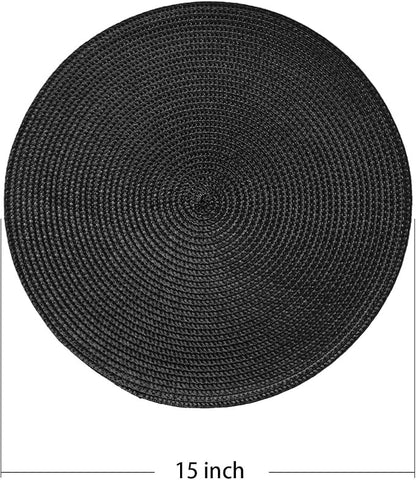AHHFSMEI Round Placemats Set of 4 Heat Resistant Washable Non-Slip Woven - Image 2