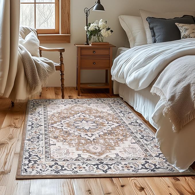 Lessymo 3 x 5 Area Rugs for Living Room- Machine Washable Area Rugs Boho Faux - Image 2