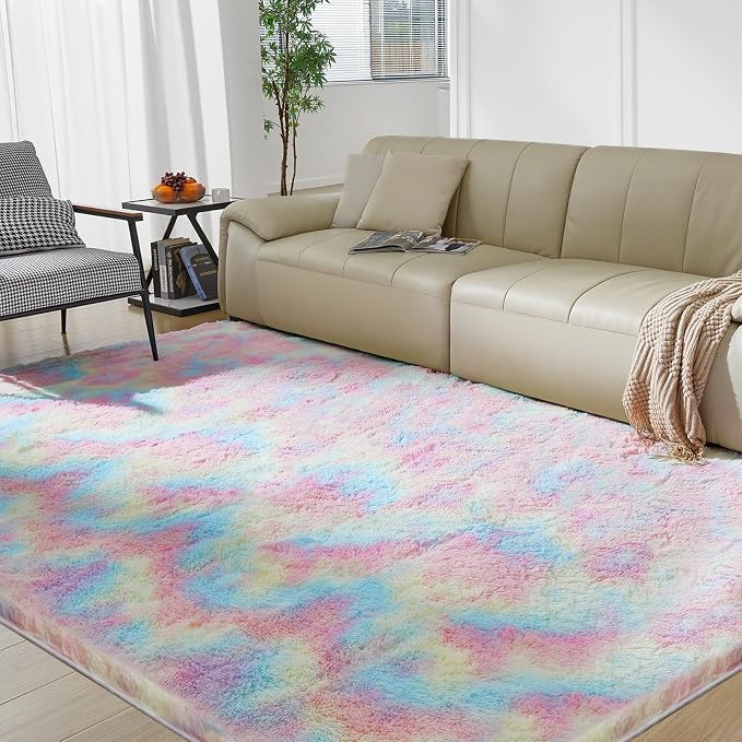 Ultra Soft Rug for Living Room, 8X10 Fluffy Shag Area Rug for Bedroom, Modern by Fairblink