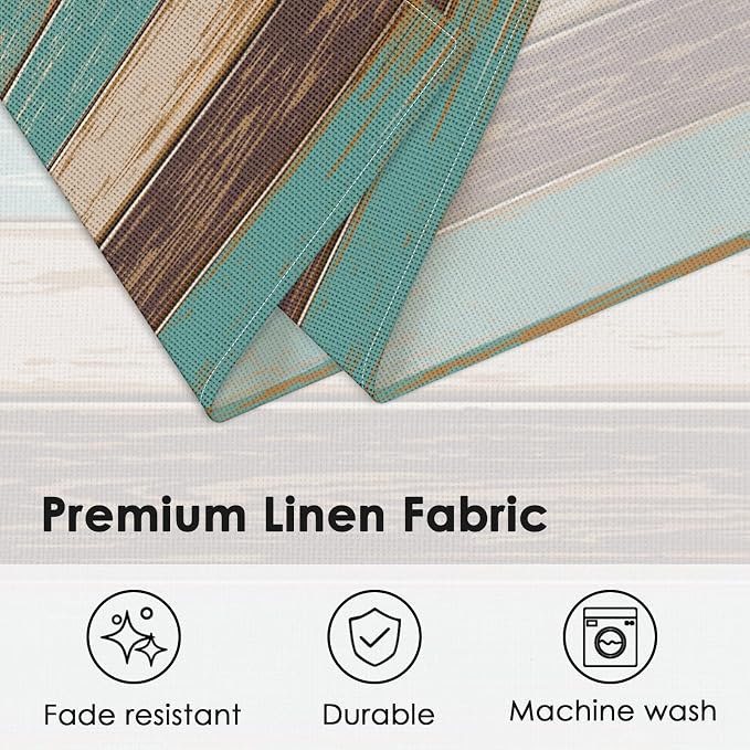 Emvency Farmhouse Placemats Set of 4, 12x18 Inch, Vintage Art | Green Art - Image 3