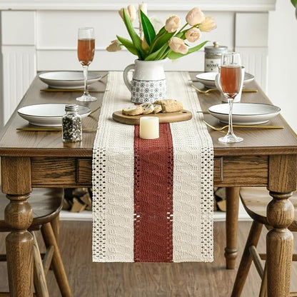 Artoid Mode Caramel Farmhouse Rustic Table Runner 12x108 Inch | Seasonal - Image 2