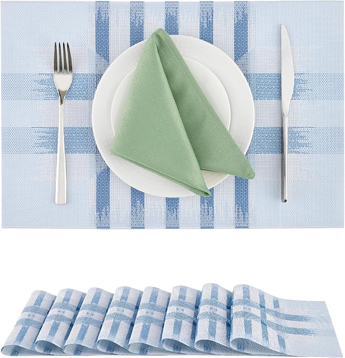 Leetaltree Geometric Print Blue Placemats Set of 8 by Leetaltree-ArtatEveryTable