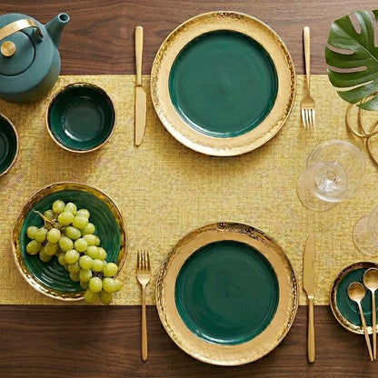 Q&J Fabric Co. Linen-Textured Table Runner 1 Pack 13x72 Inch Gold | Polyester - Image 4