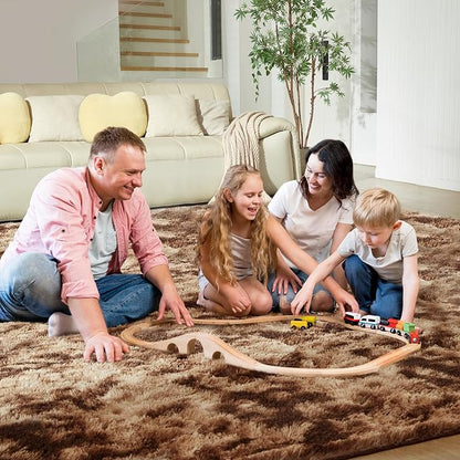 Ultra Soft Rug for Living Room, 8X10 Tie-Dyed Coffee Fluffy Shag Area Rug for - Image 8