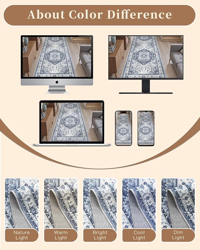 Madane Washable Area Rug 2x3, Small Entryway Rug Non-Slip Vintage Door Mat - Image 9