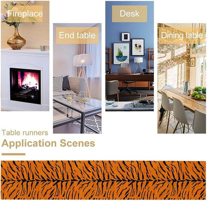 Vintage Tiger Print Table Runner, Rustic Cottage Country Farm Animal Fur Skin - Image 7