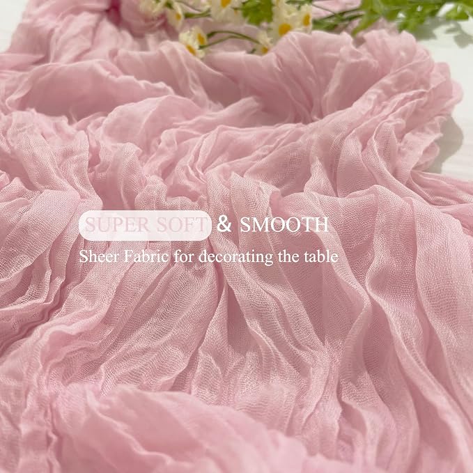 6Pack Light Pink Cheesecloth Table Runner, 17 x 108 inch Sheer Cheese Cloth - Image 4