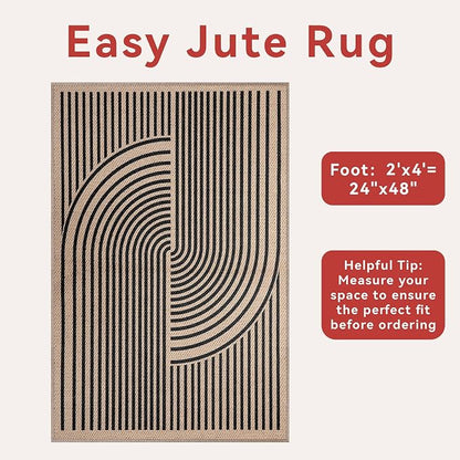 Tangsoo Rainbow Easy Jute Rug 2x4 Small Throw Rugs - Image 2