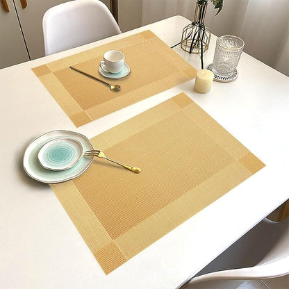 Gold Vinyl Placemats Set of 8, Heat Resistant Table Placemats | 18x12 inch - Image 7