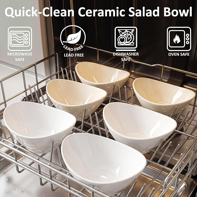 Teocera 7 Inch Salad Bowls Set of 4, 28 oz Large Bowls– Microwave & Dishwasher - Image 7